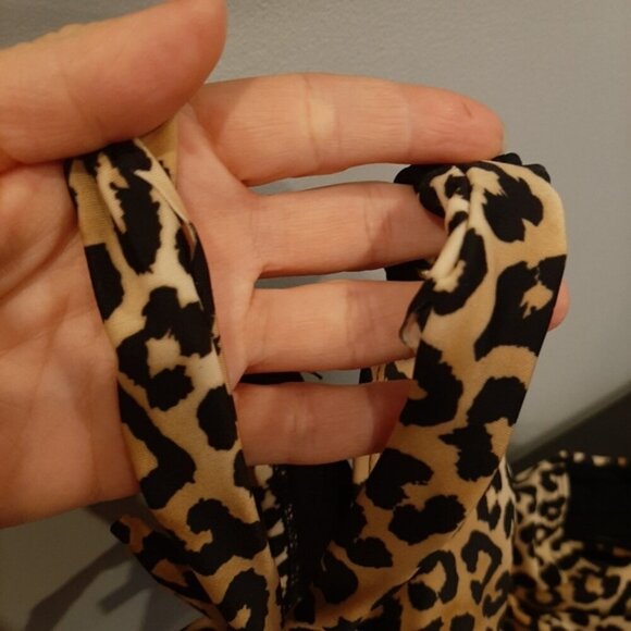 Rampage Leopard String Bikini Set Halter Triangle High Waist Gold Womens Size XL - Picture 16 of 16